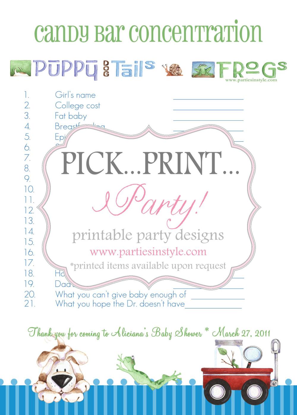 Baby Shower Game - Candy Bar Concentration - Printable DIY on Luulla